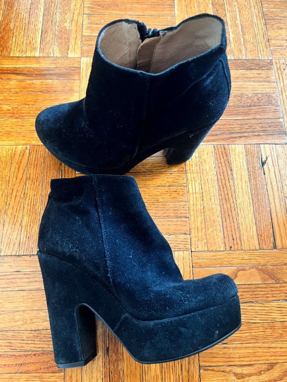 Tiezzi Black Suede Platform Ankle Boots Size 38 Made in Italy